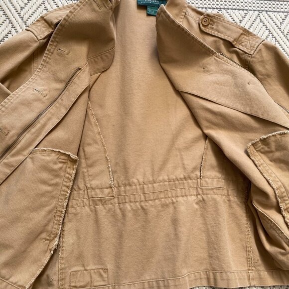 Vtg Lauren Ralph Lauren Womens Canvas Jacket Sz L Button Zip Chore Trucker 90s - Picture 12 of 14